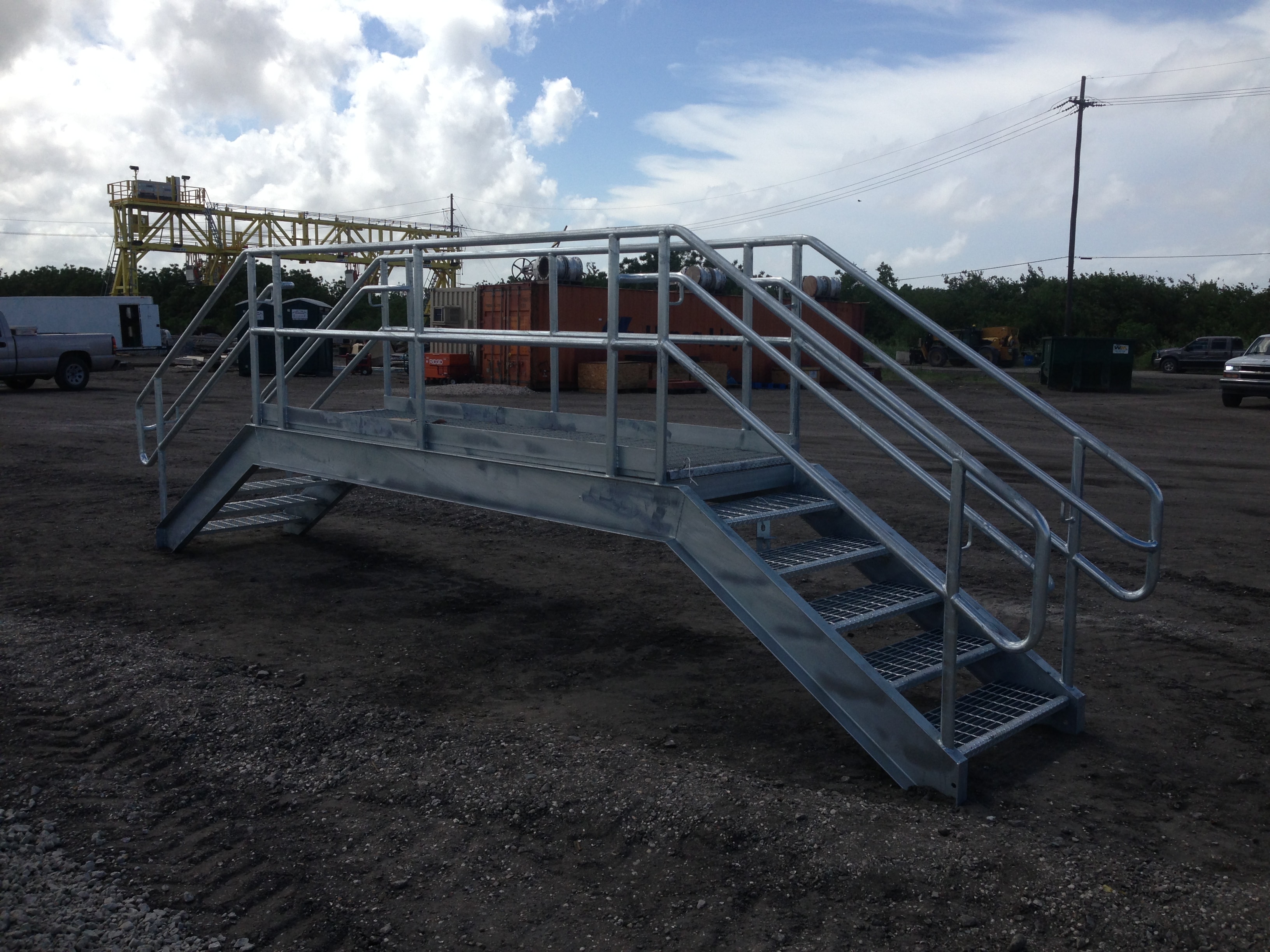 Halliburton galvanized stair platform at tank farm