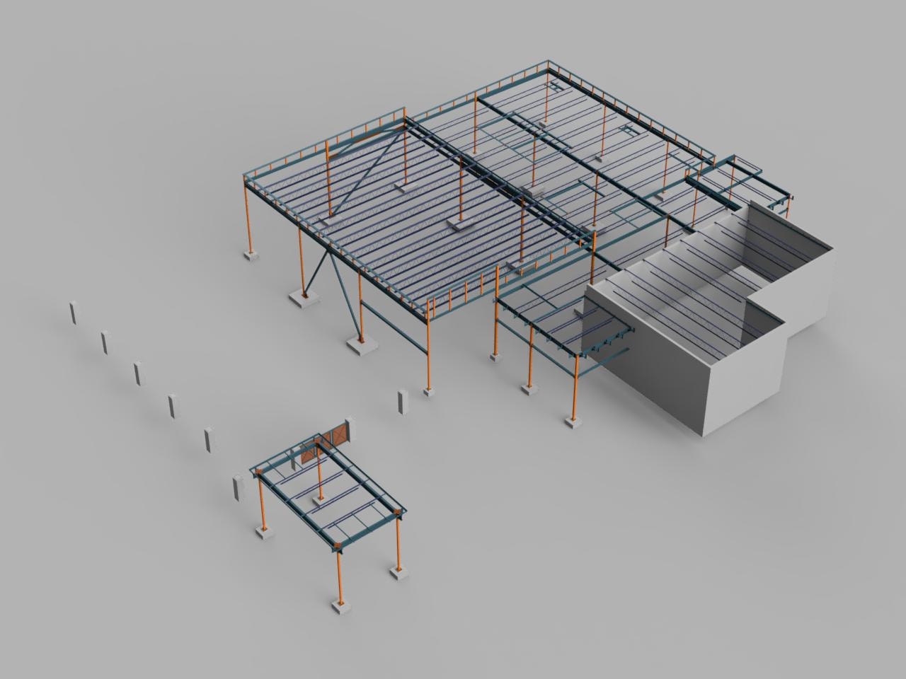 Norris Church Addition — alternate angle showing bar joist, deck, and existing masonry connection