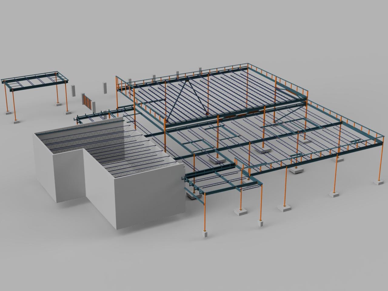 Norris Church Addition — wide view showing full addition footprint with wind bracing and parapet supports