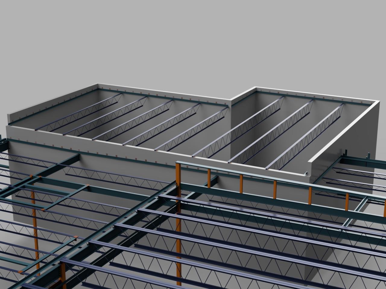 Norris Church Addition — close-up of bar joist and deck framing at existing building interface