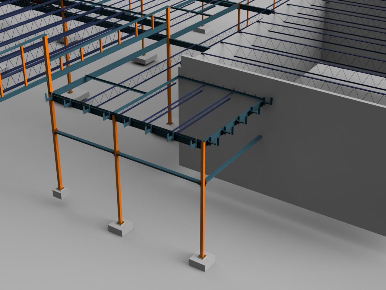 Norris Church Addition — canopy structure detail showing column base plates and beam connections