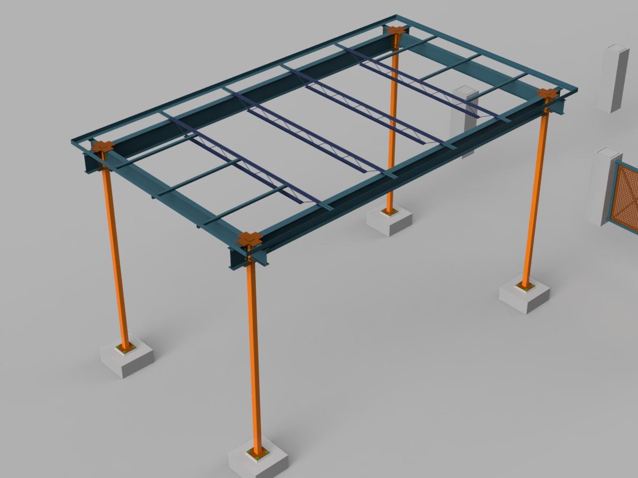 Norris Church Addition — isolated canopy rendering with ornamental fence panel visible