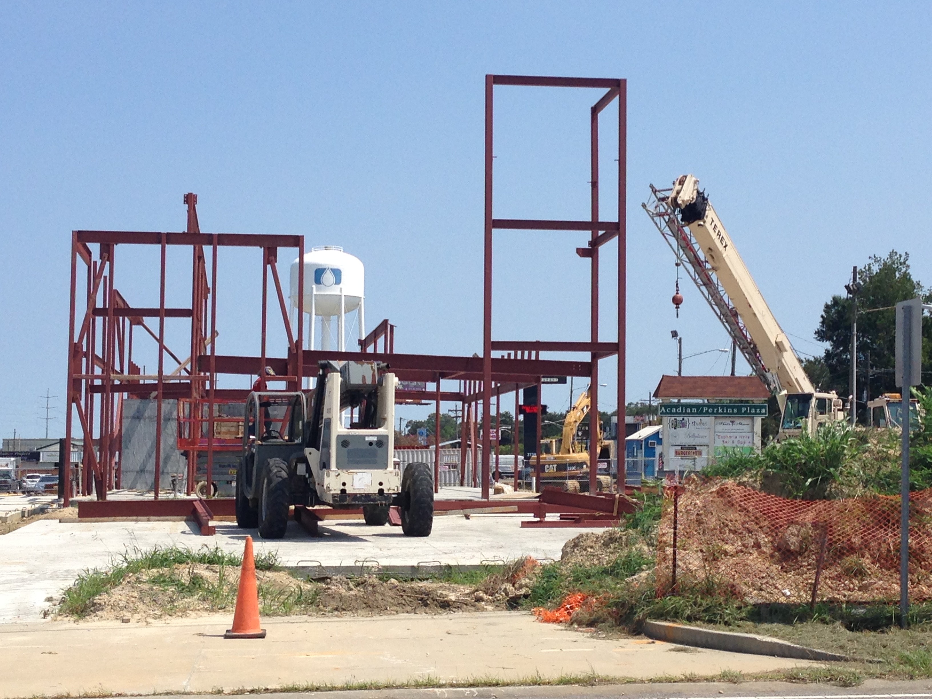 Red River Bank steel frame early construction