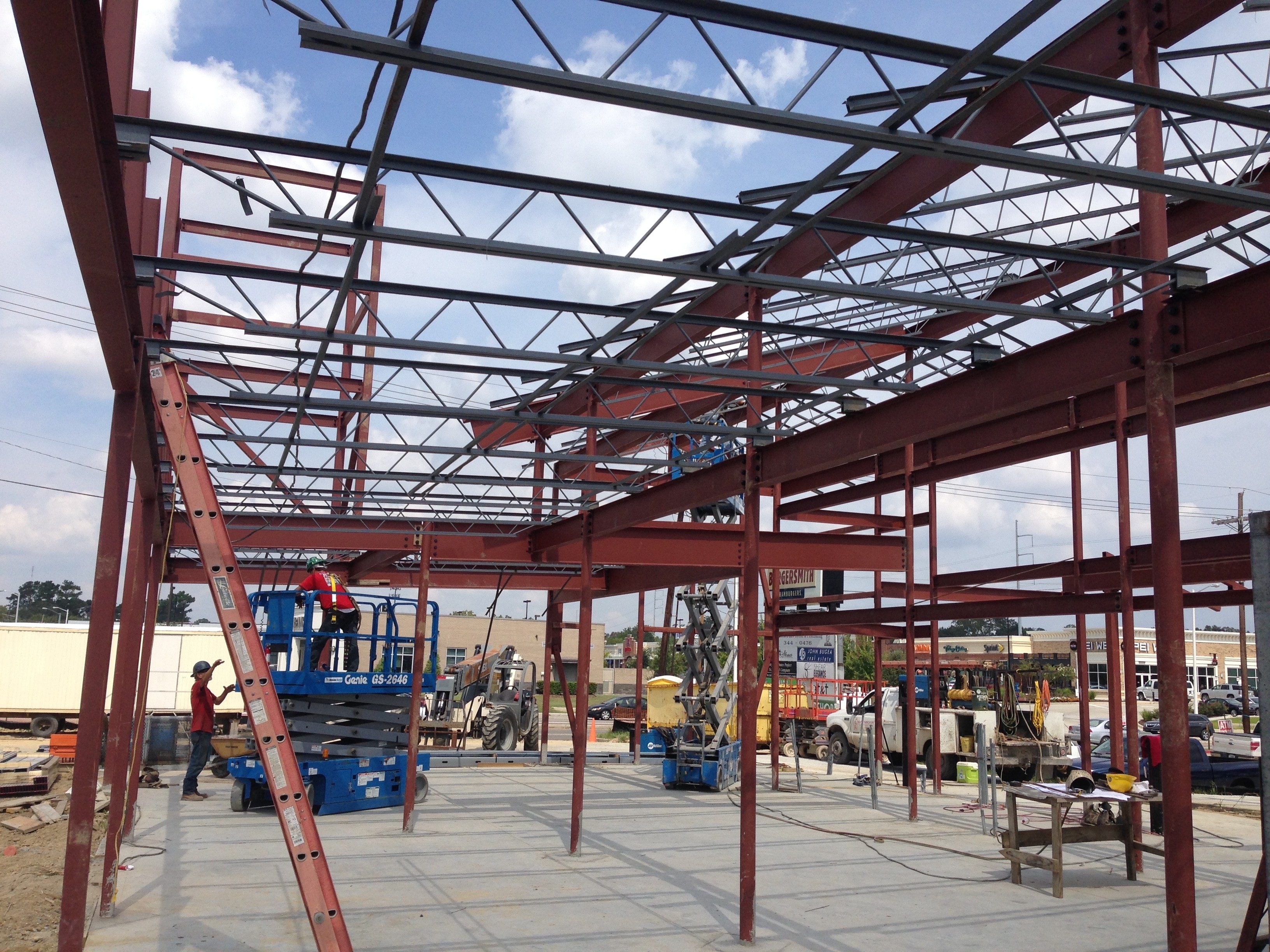 Red River Bank steel framing with bar joist and decking