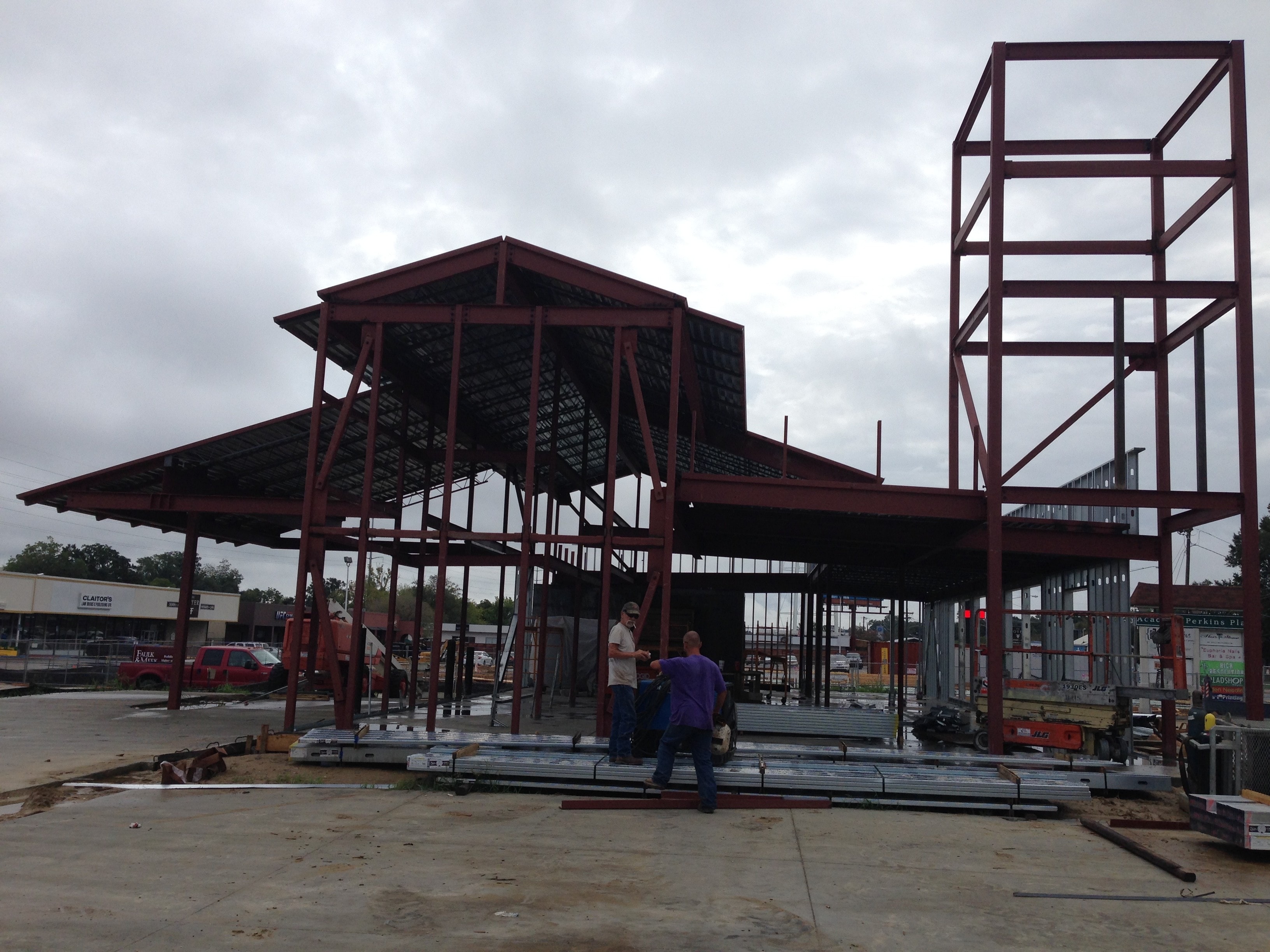 Red River Bank steel frame nearing completion