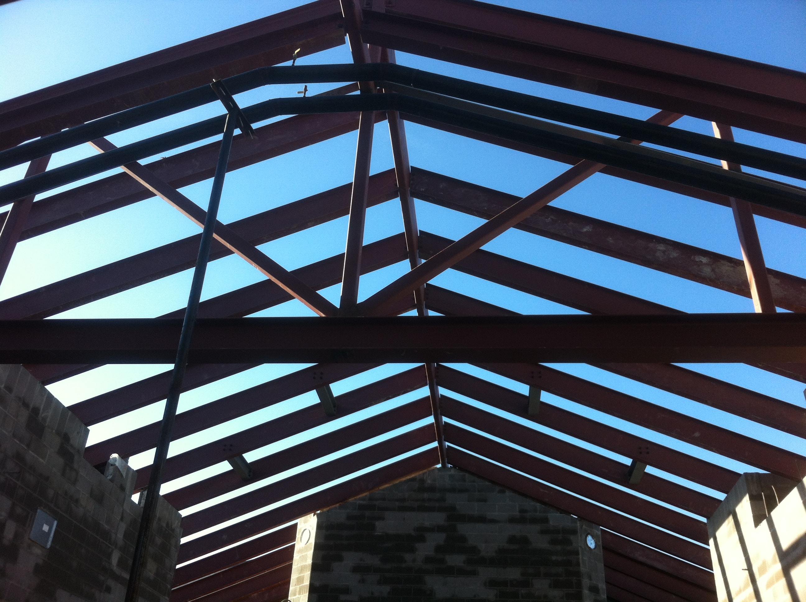 St. Amant High School curved window framing and structural steel